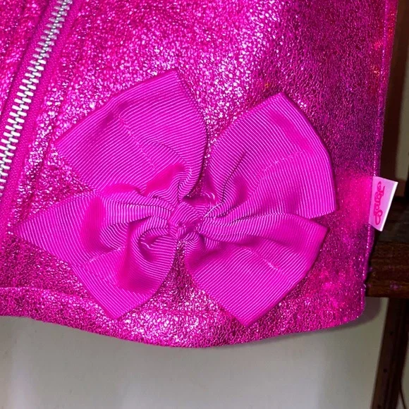 Jojo Siwa Hot Pink Unicorn Rainbow Sparkle Sequins Motorcycle Jacket Kids Size S